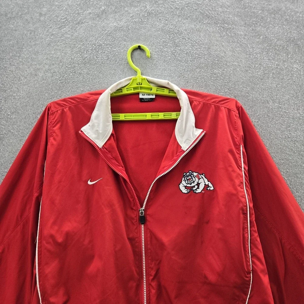 VINTAGE Fresno State Bulldogs Men Jacket L Red Embroidered Nike Clima-Fit READ